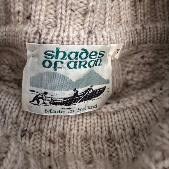 SHADES OF ARAN CHUNKY CABLE-KNIT PURE NEW WOOL TURTLENECK FISHERMAN SWEATER XL - Picture 7 of 12